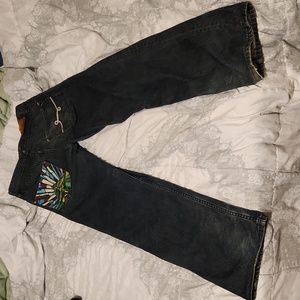 LRG Stained Glass Graphic Straight Leg Embroidered Baggy Jeans Vintage Y2K